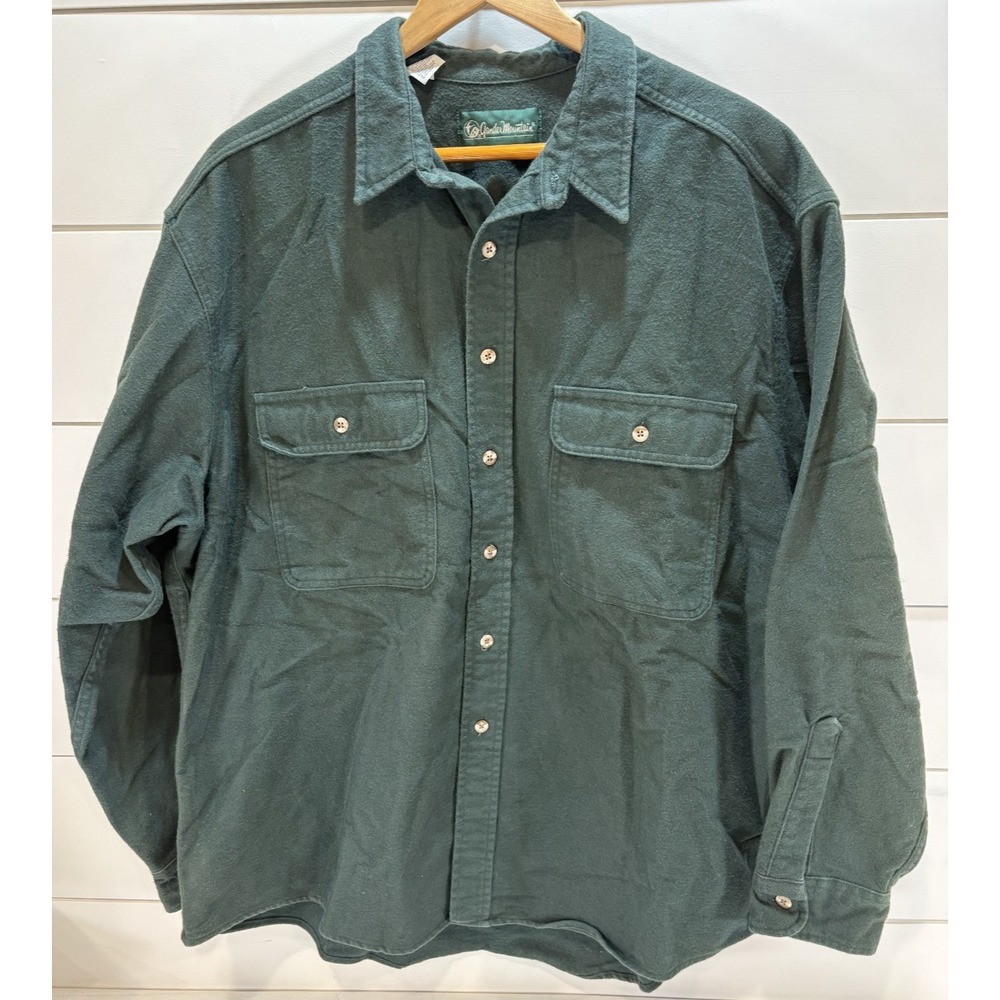 Gander Mountain Flannel Shirt Men's 2XL Dark Hunter Green Button Down Heavy